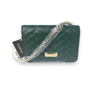 NWT Bebe Sophia Crossbody Quilted Bag In Hunter Green
